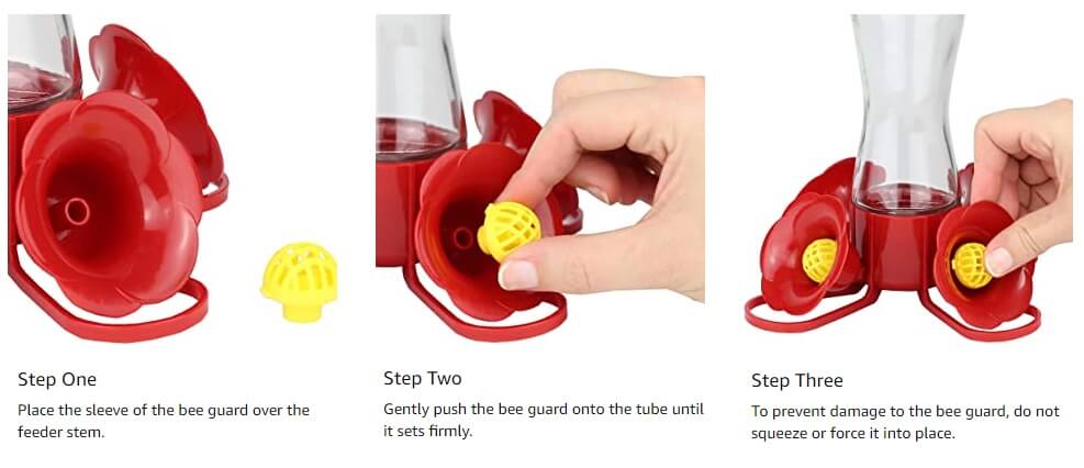using a bee guard on hummingbird feeders